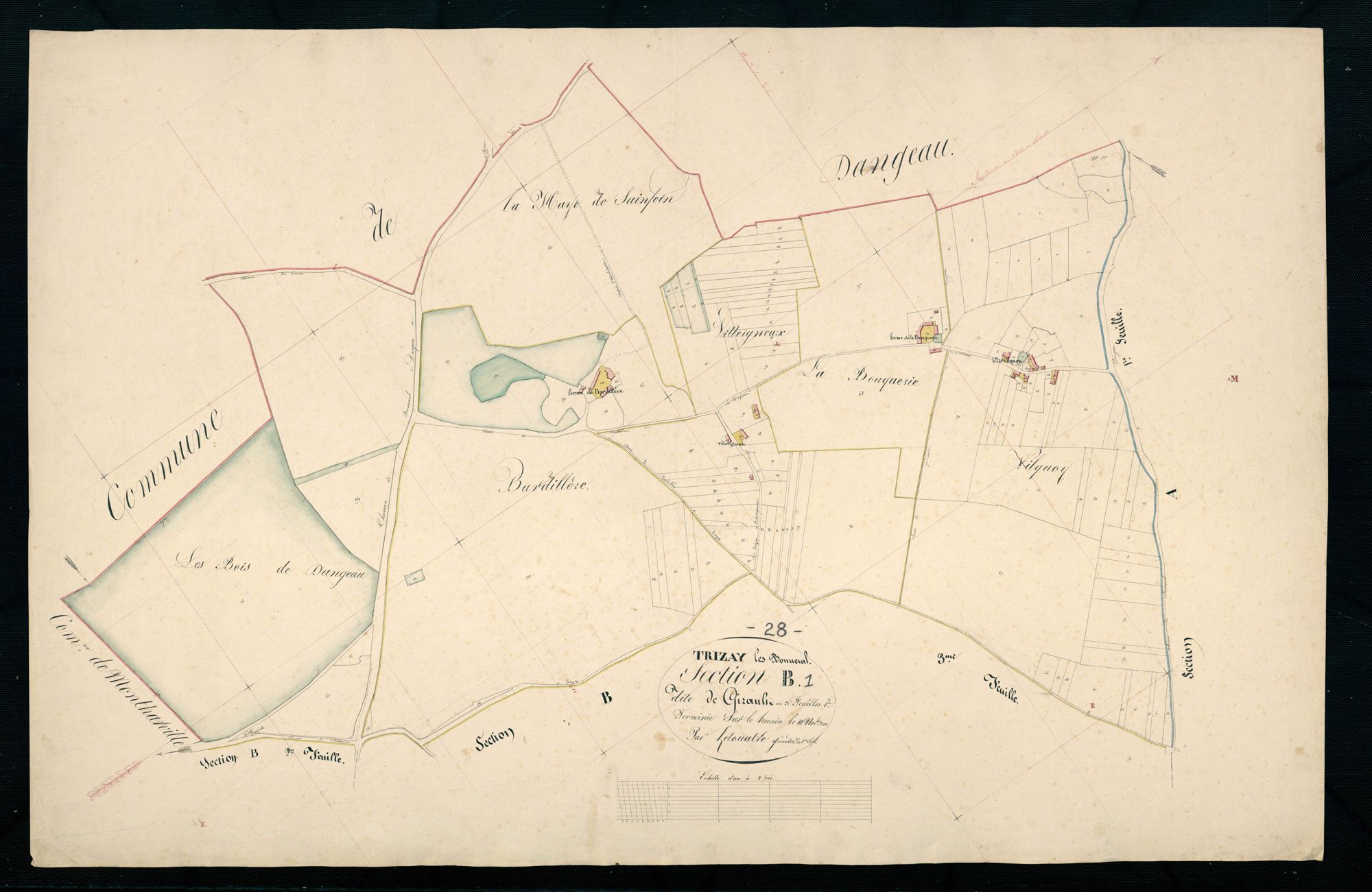 Section B, Girault, feuille 1 / Terminée par Monsieur Lelouatre, Géomètre de 1ère classe.