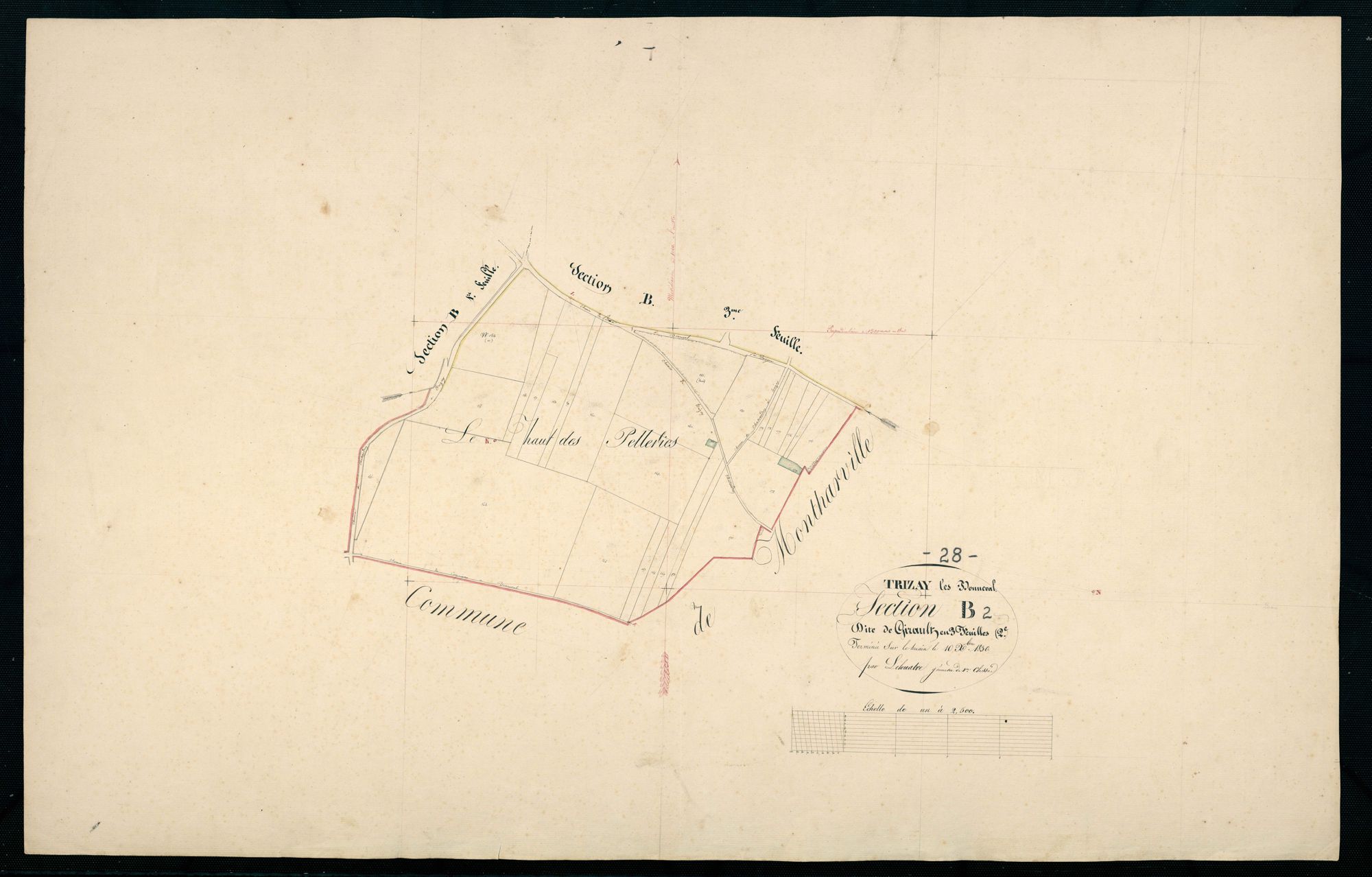 Section B, Girault, feuille 2 / Terminée par Monsieur Lelouatre, Géomètre de 1ère classe.