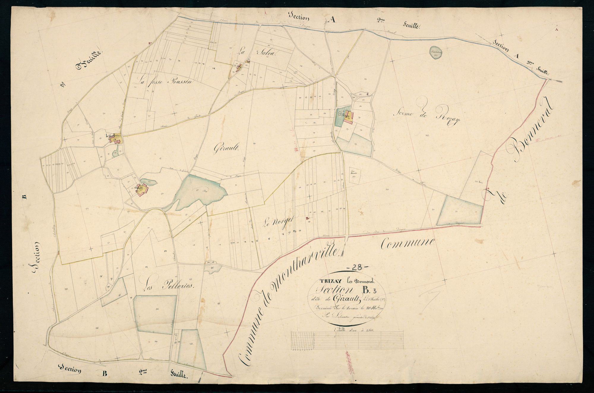 Section B, Girault, feuille 3 / Terminée par Monsieur Lelouatre, Géomètre de 1ère classe.