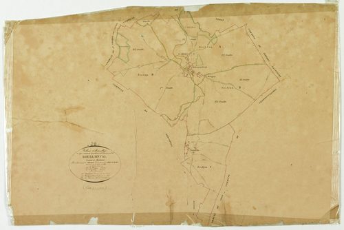 Tableau d'assemblage du plan cadastral parcellaire de la commune de Bouglainval, Canton de Maintenon, Arrondissement de Chartres / Terminé sur le terrain en 1832 (...) par Monsieur Lelouatre, Géomètre de 1ère classe.