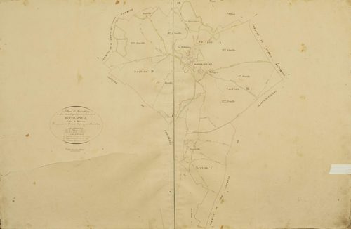 Tableau d'assemblage du plan cadastral parcellaire de la commune de Bouglainval, Canton de Maintenon, Arrondissement de Chartres / Terminé sur le terrain en 1832 (...) par M. Lelouatre, géomètre de 1ère classe.