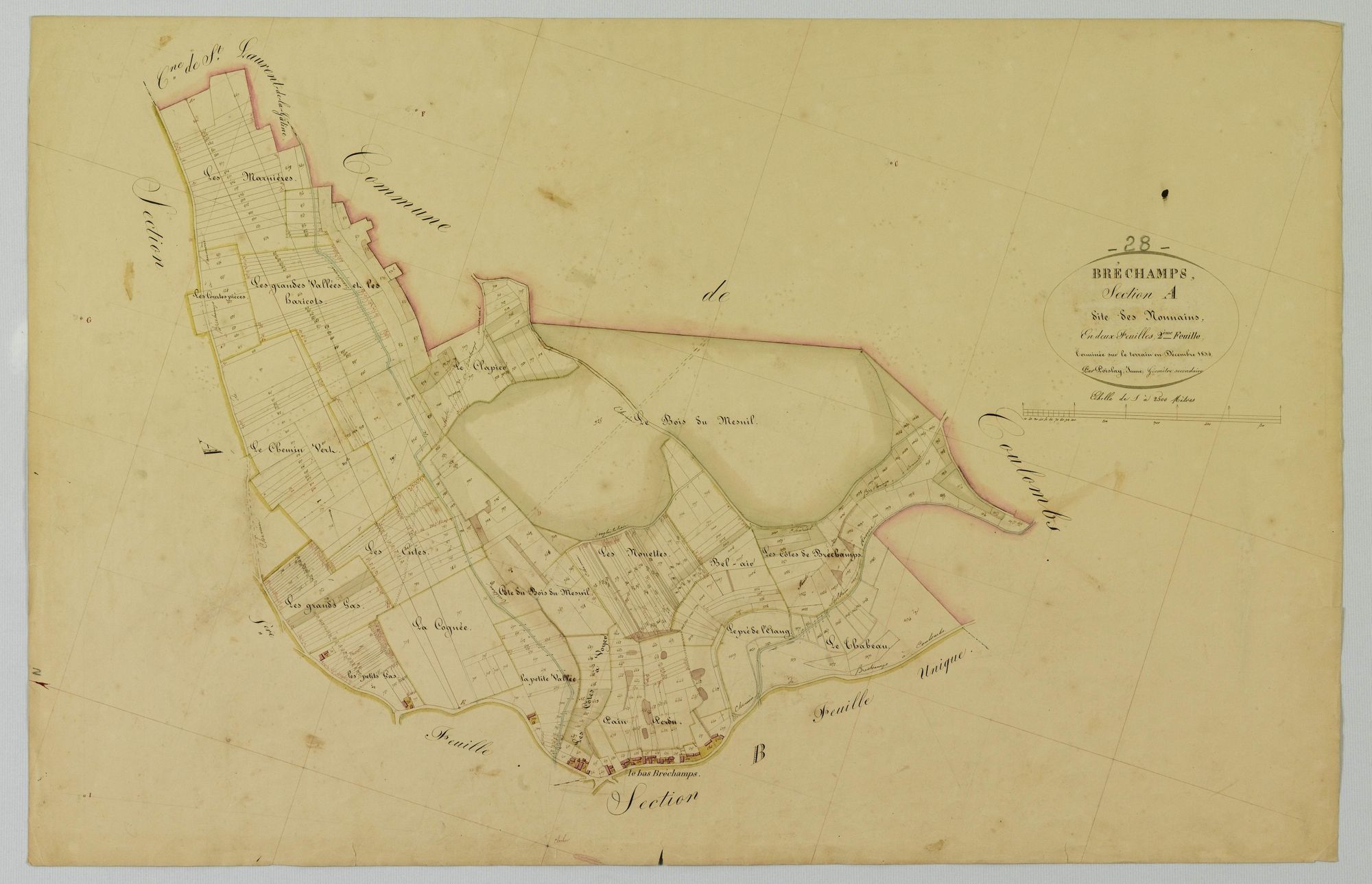 Section A, les Nonnains, feuille 2 / Terminée sur le terrain par Monsieur Poilay Jeune, Géomètre secondaire.