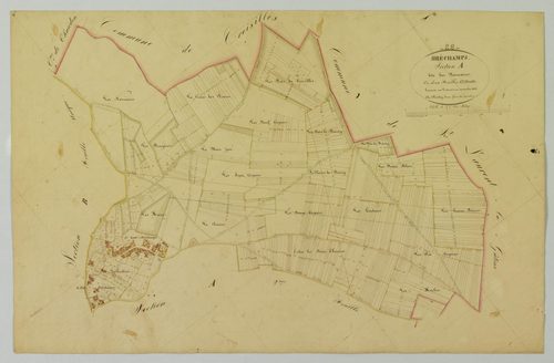 Section A, les Nonnains, feuille 1 / Terminée sur le terrain par Monsieur Poilay Jeune, Géomètre secondaire.