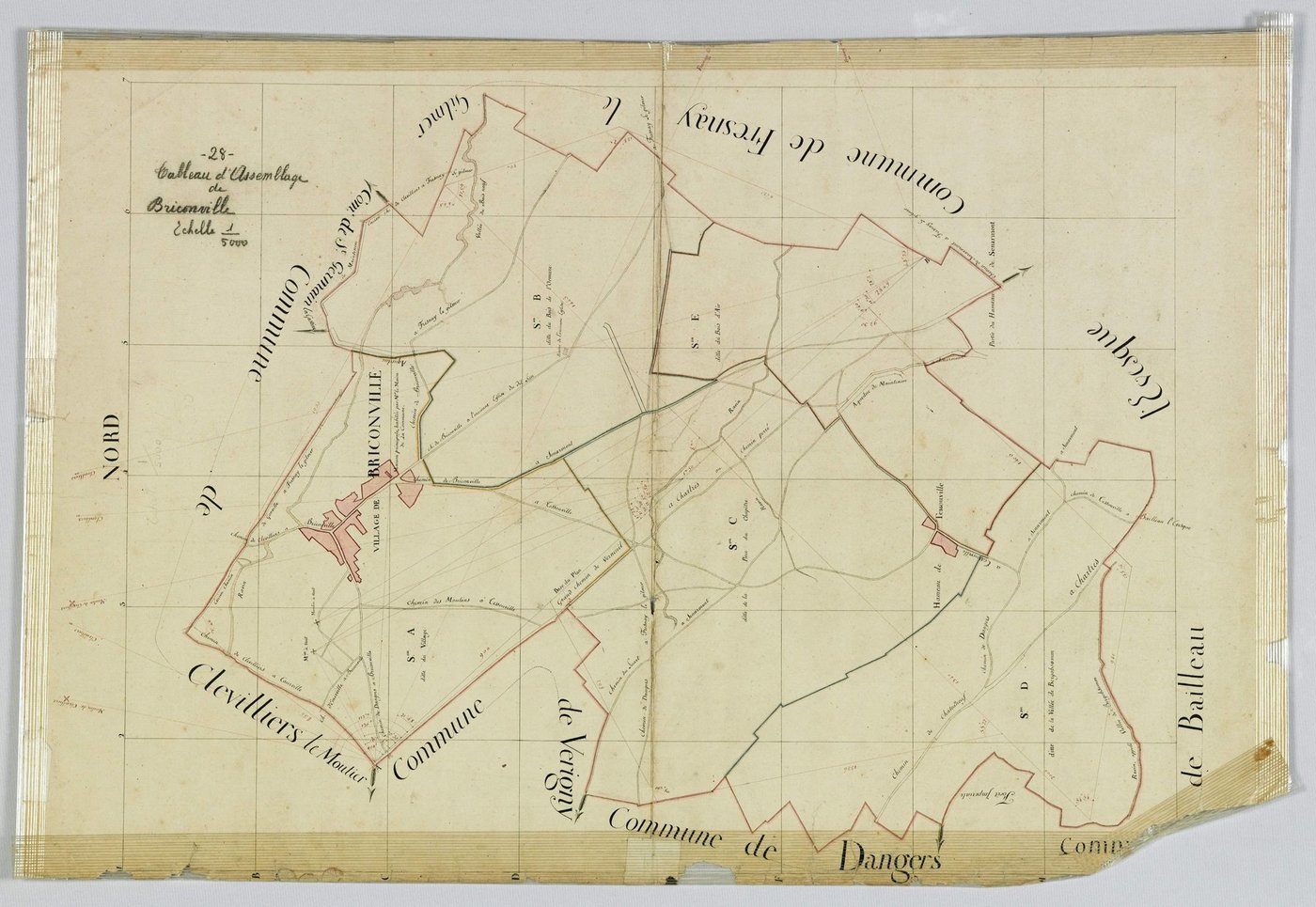 Tableau d'assemblage du plan cadastral parcellaire de la commune de Briconville [Canton de Chartres Nord, Arrondissement de Chartres].