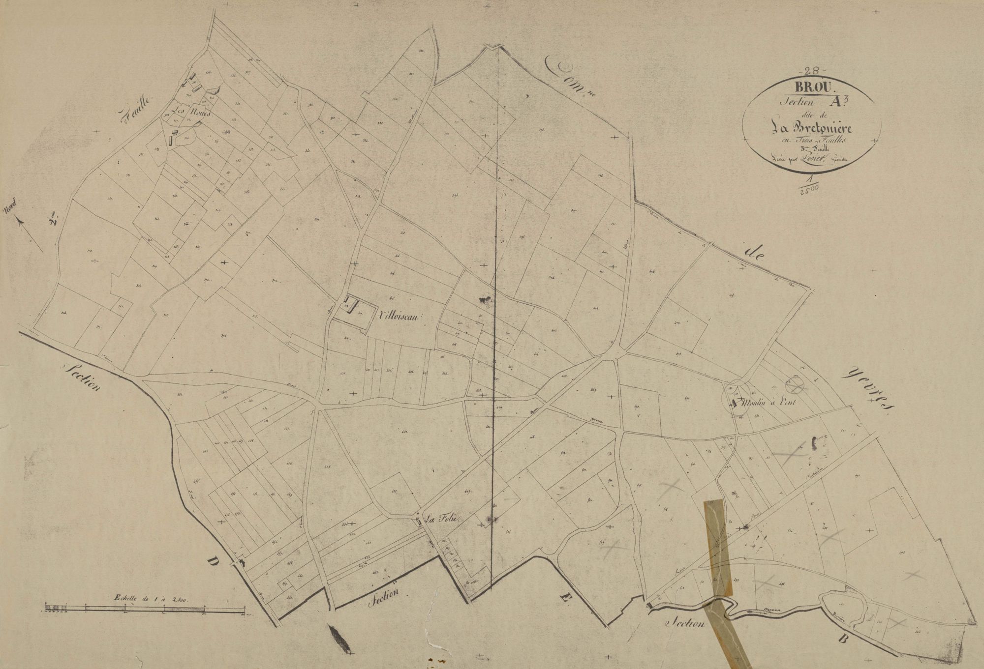 Section A, la Bretonière, feuille 3.