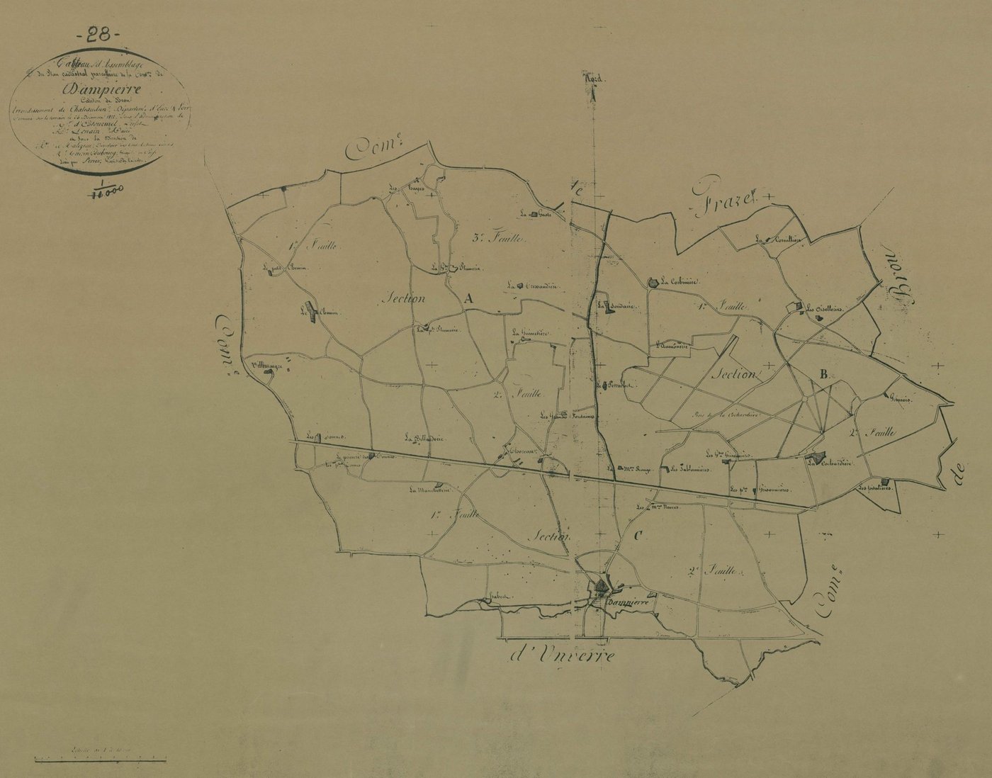 Tableau d'assemblage du plan parcellaire.