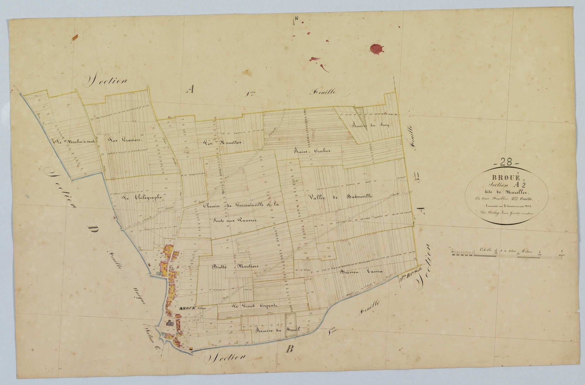 Section A, Marolles, feuille 2 / Terminée sur le terrain par Monsieur Poilay Jeune, Géomètre secondaire.