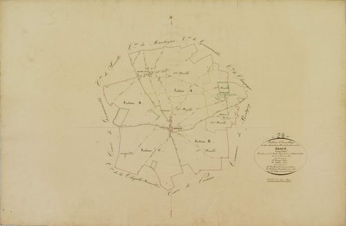 Tableau d'assemblage du plan cadastral parcellaire de la commune de Broué, Canton d'Anet, Arrondissement de Dreux / Terminé sur le terrain en 1834 (...) par Monsieur Dufour, Géomètre de 1ère classe.