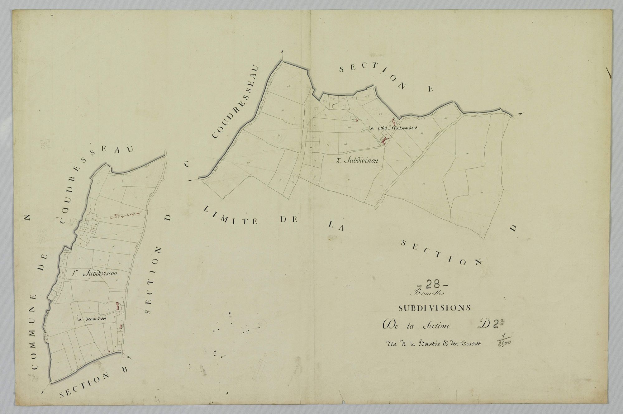 Subdivision de la section D, La Bouverie et la Touche.