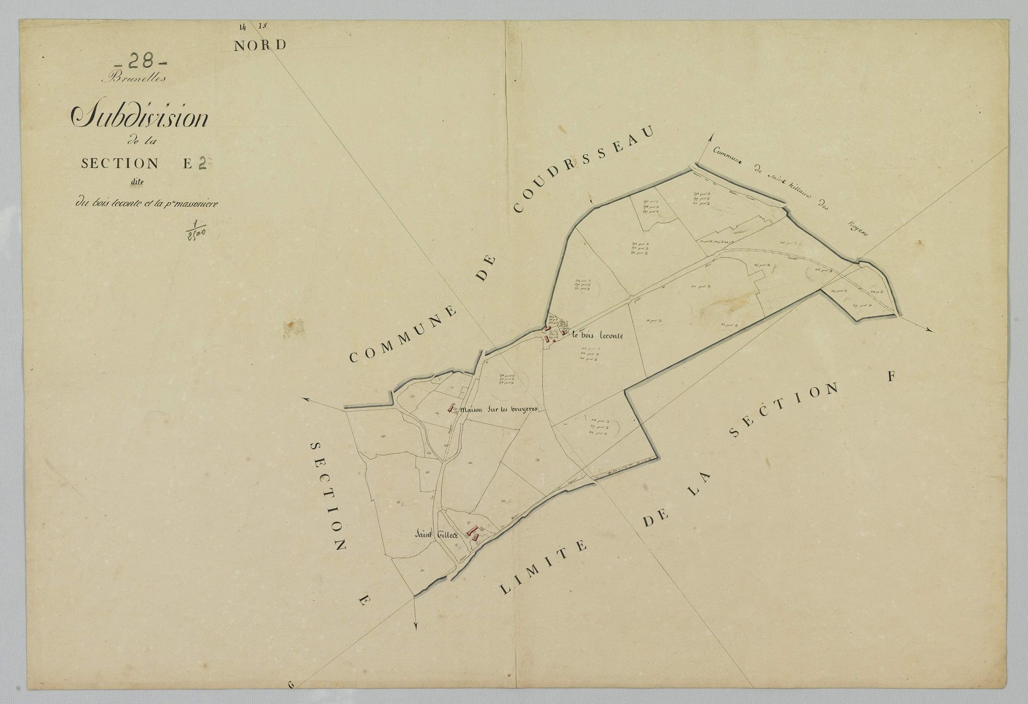 Subdivision de la section E, le Bois Leconte et la Petite Massonière.