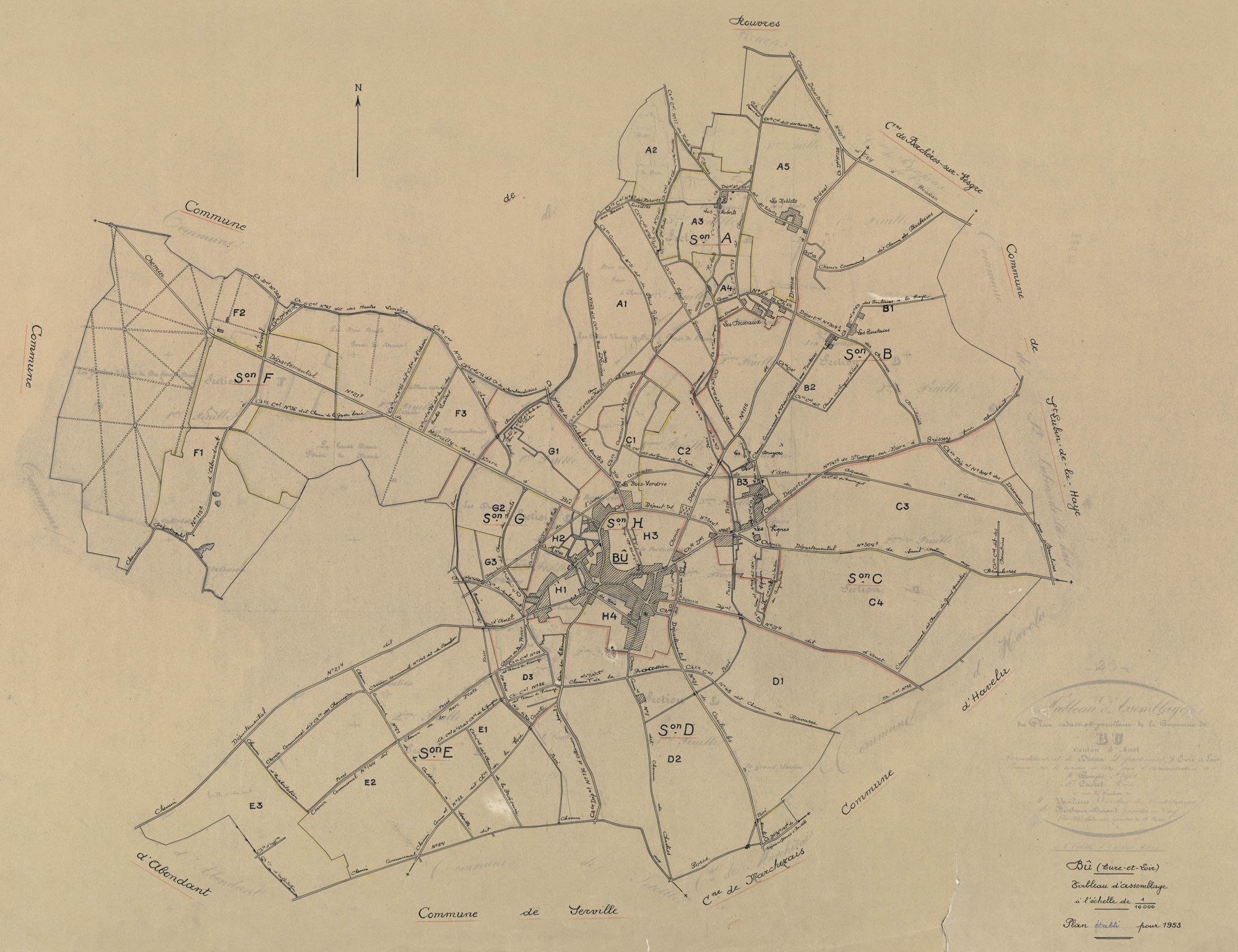 Tableau d'assemblage du plan parcellaire.