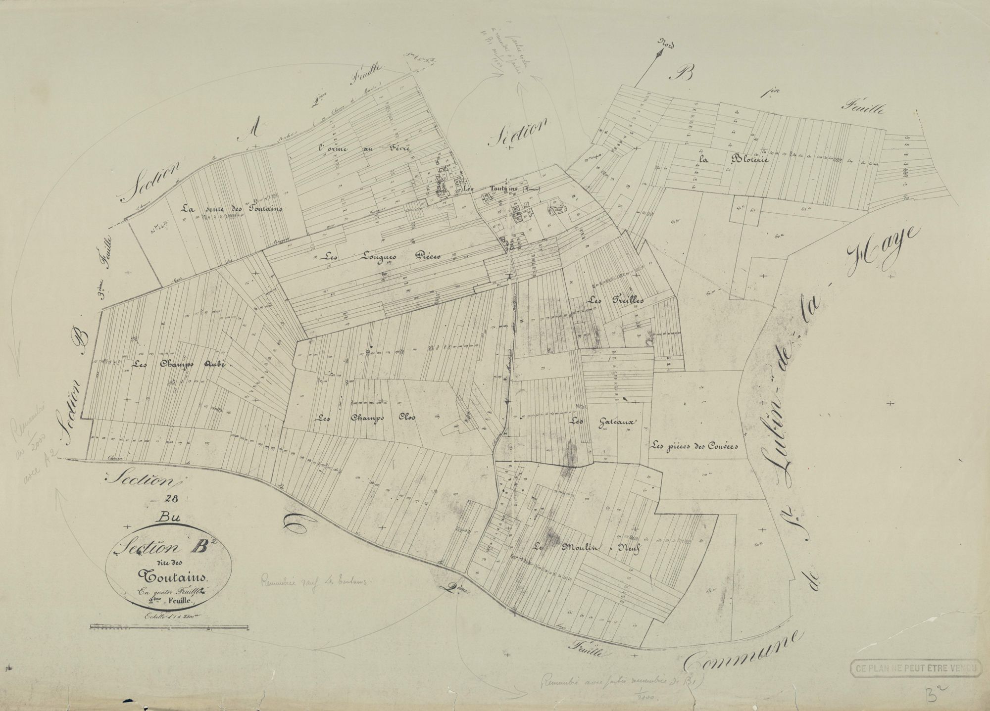 Section B, les Toutains, feuille 2.