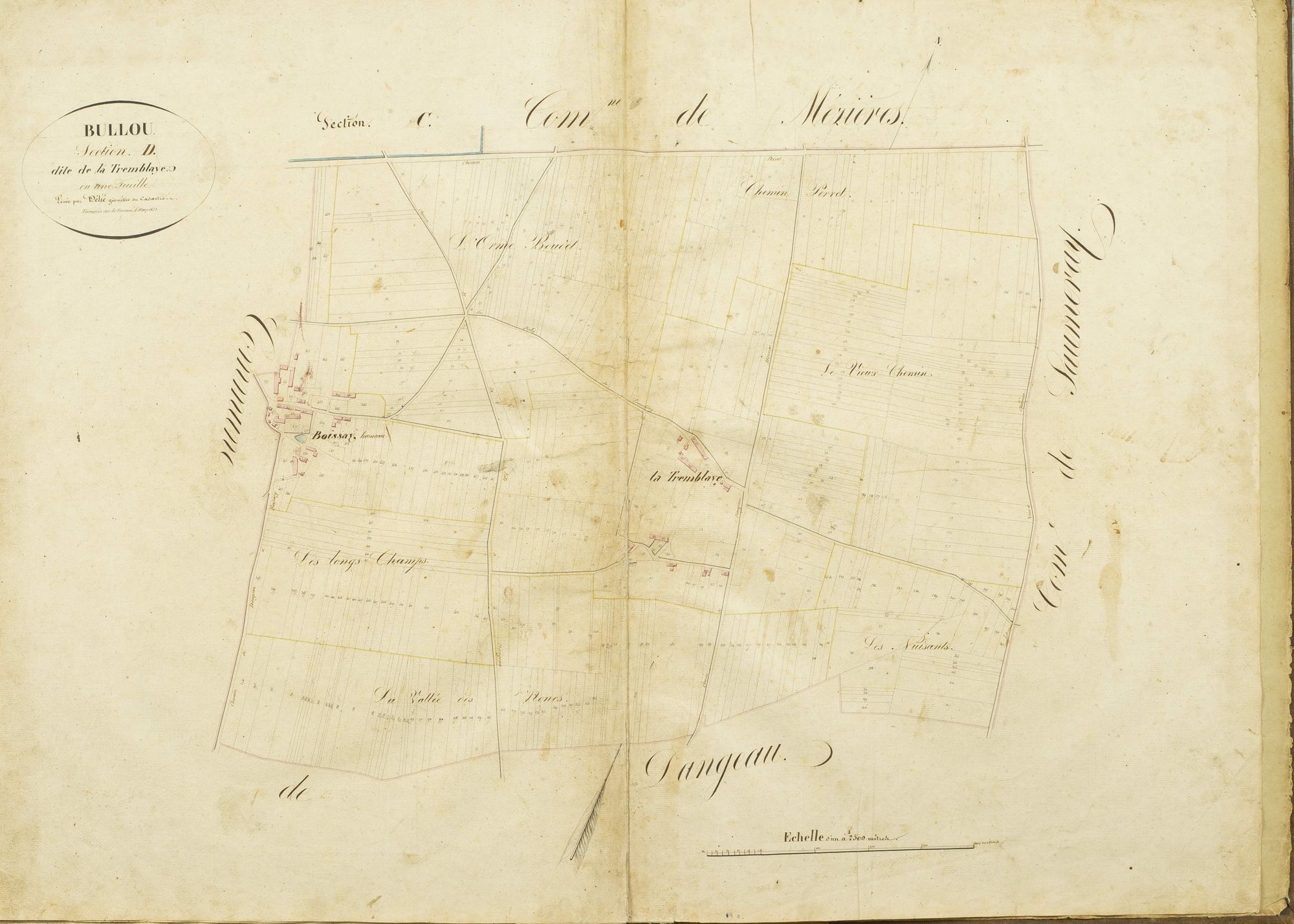 Section D, la Tremblaye, en une feuille / Terminée sur le terrain le 4 mars 1823, élevée par M. Delié, géomètre du cadastre.