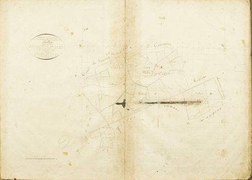 Tableau d'assemblage du plan cadastral parcellaire de la commune de Bullou, Canton de Brou, Arrondissement de Châteaudun / Terminé sur le terrain le 4 mars 1823 (...) par M. Delié, géomètre du cadastre.