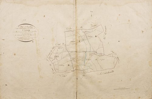 Tableau d'assemblage du plan cadastral parcellaire de la commune de Cernay, Canton d'Illiers, Arrondissement de Chartres / Terminé sur le terrain le 22 septembre 1823 (...) par M]onsieu]r Perier, géomètre.
