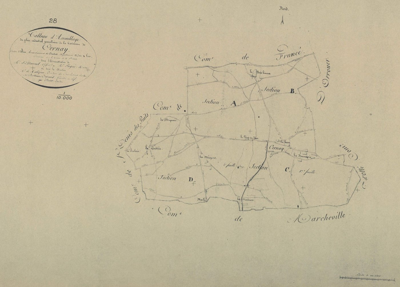 Tableau d'assemblage du plan parcellaire.