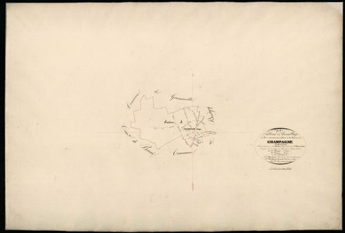 Tableau d'assemblage du plan cadastral parcellaire de la commune de Champagne, Canton d'Anet, Arrondissement de Dreux / Terminé sur le terrain en 1834 (...) par Monsieur Adam, Géomètre de 1ère Classe.