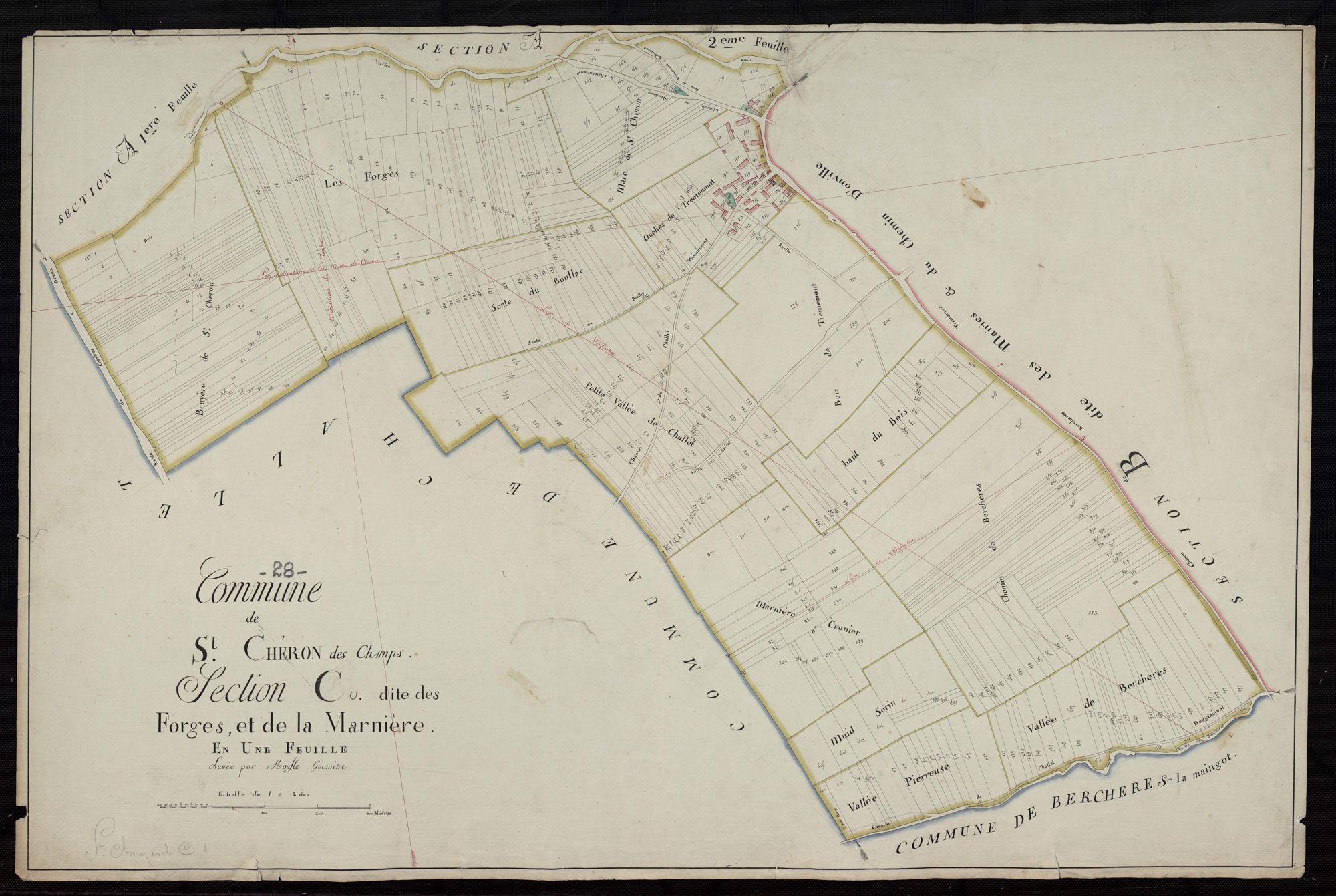 Section C, les Forges et la Marnière, en une feuille / Terminée sur le terrain par Monsieur Moufle, Géomètre.