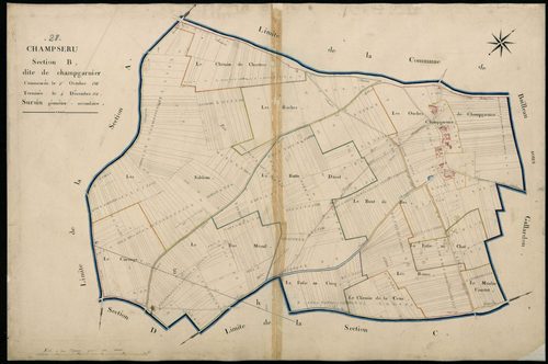 Section B, Champgarnier / Terminée par Monsieur Sursin, Géomètre secondaire.