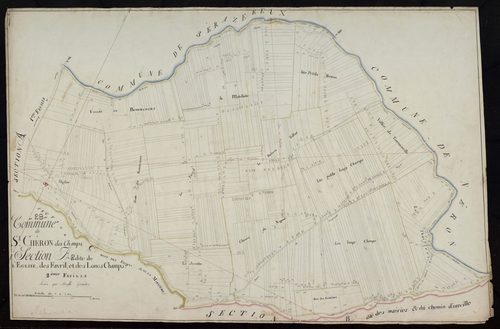 Section A, l'Eglise, les Favril, et les Longs Champs, feuille 2 / Terminée sur le terrain par Monsieur Moufle, Géomètre.