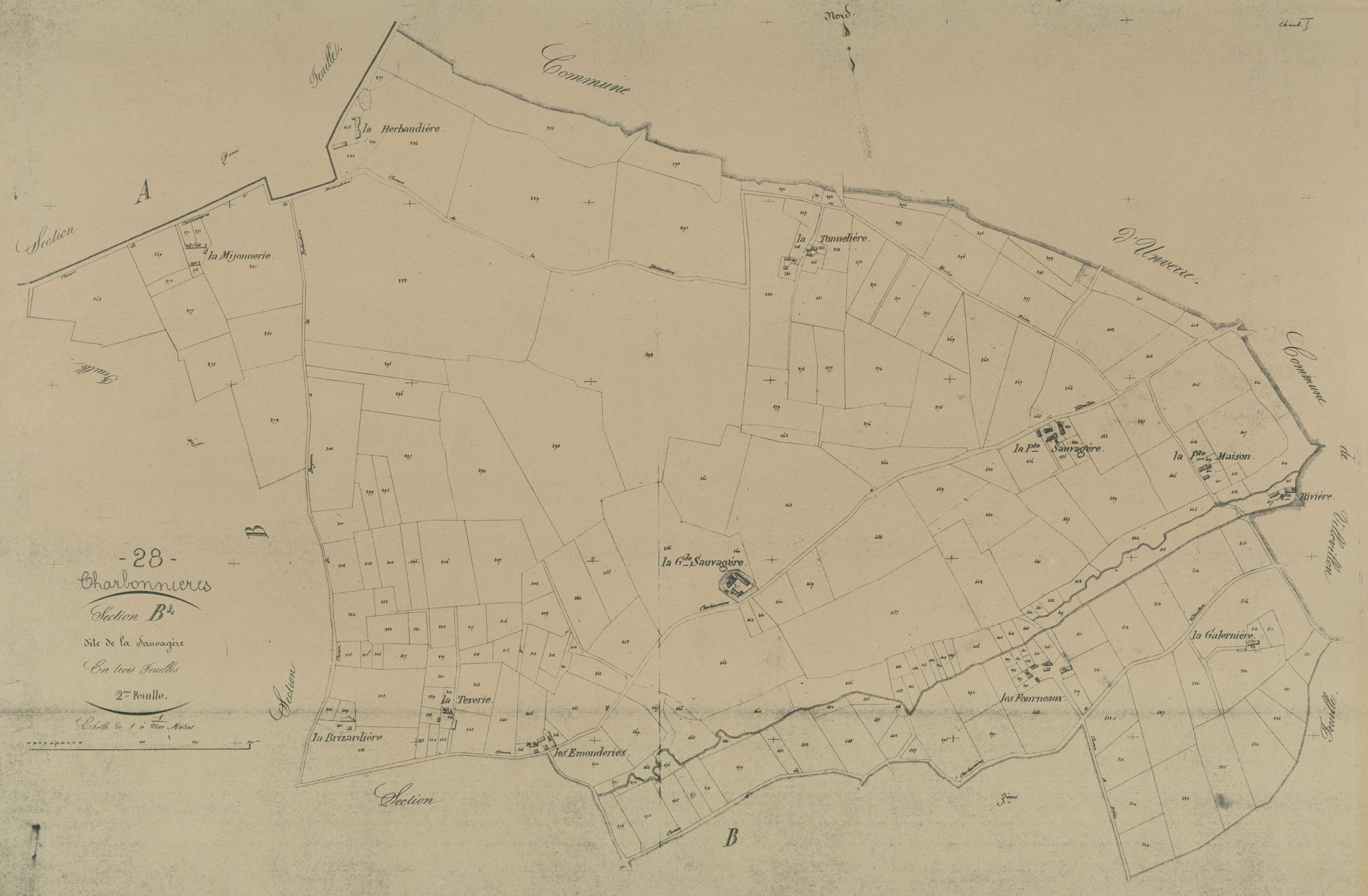 Section B, la Sauvagère, feuille 2.