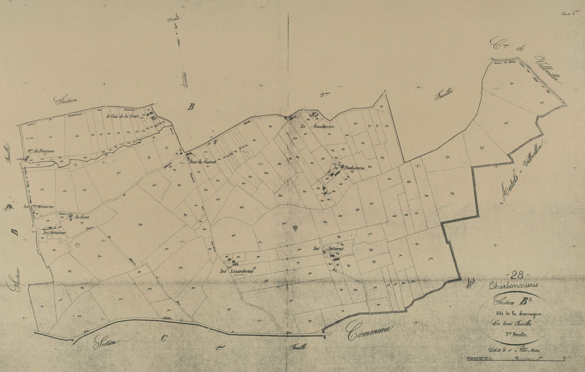 Section B, la Sauvagère, feuille 3.