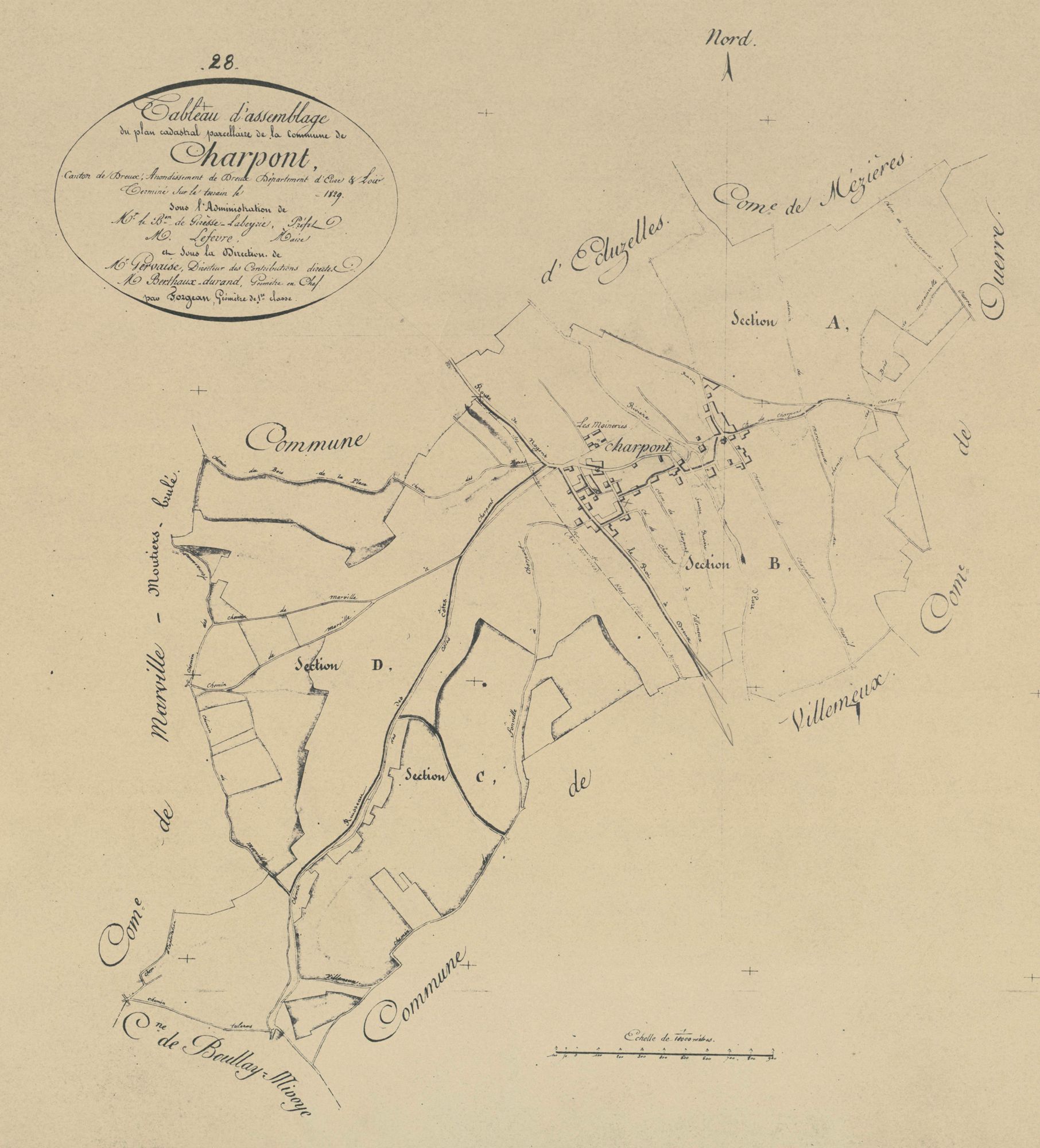 Tableau d'assemblage du plan parcellaire.