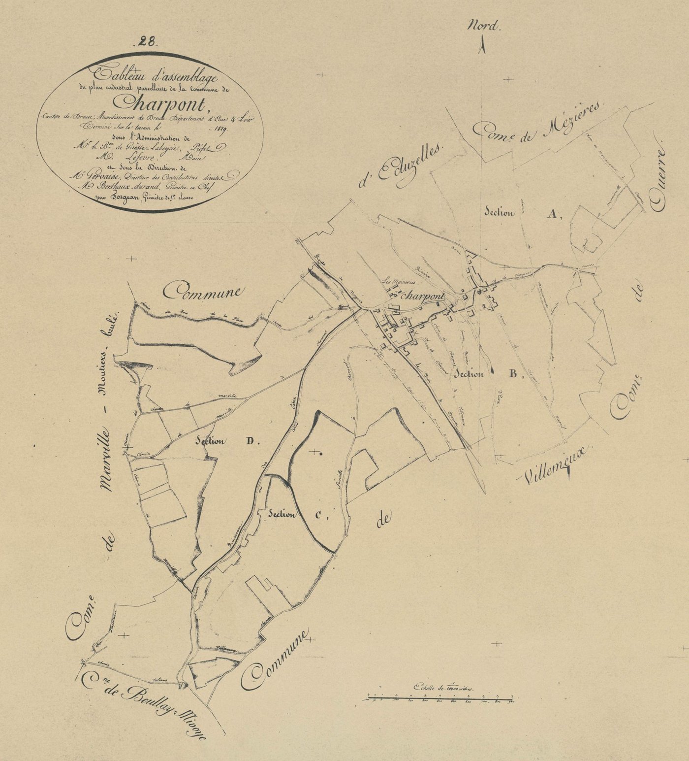 Tableau d'assemblage du plan parcellaire.