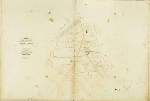 Tableau d'assemblage du plan cadastral parcellaire de la commune de Chartainvilliers, Canton de Maintenon, Arrondissement de Chartres/ Terminé sur le terrain en 1832 (...) par M. Démoulin, géomètre de 1ère classe.