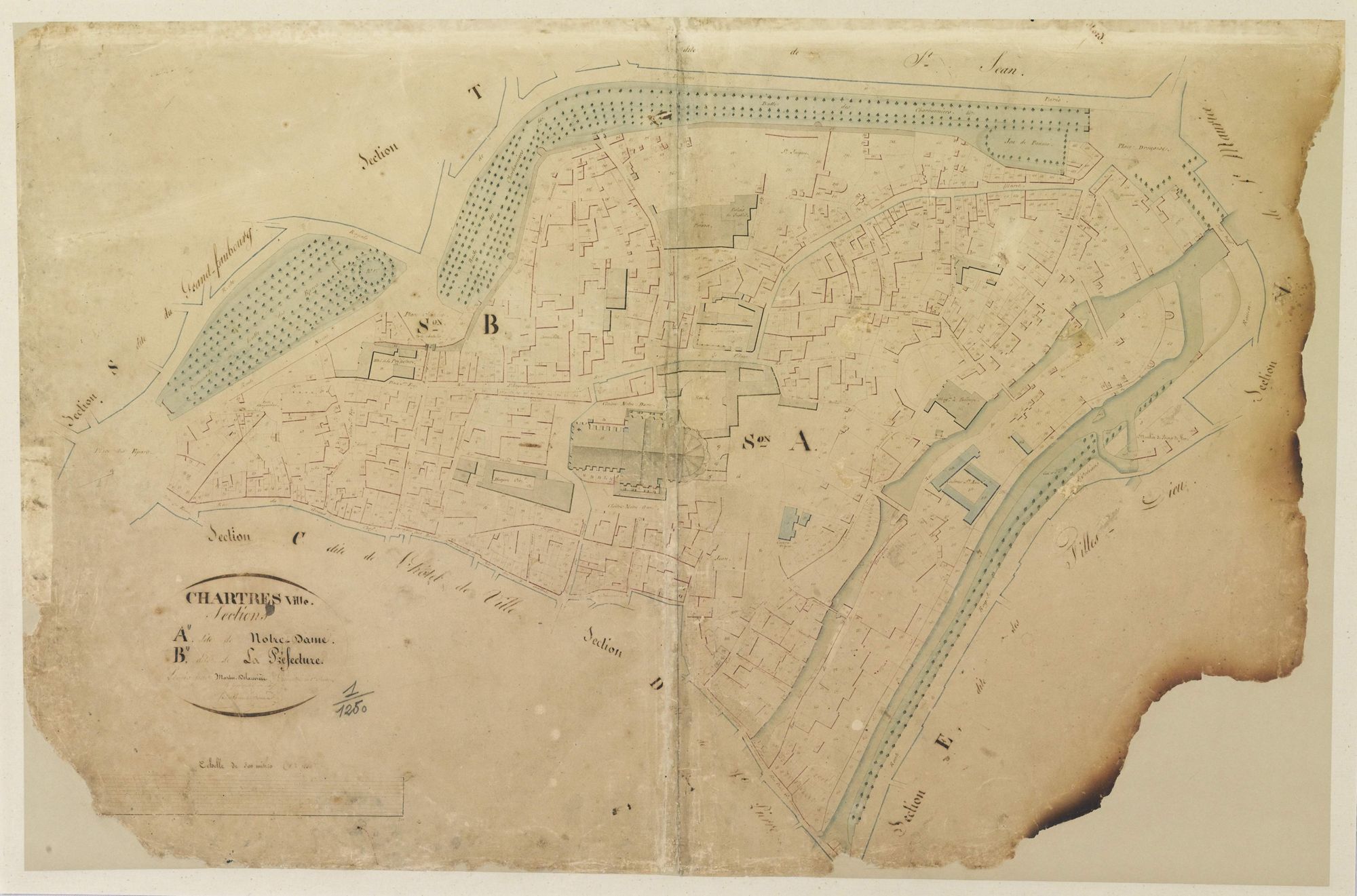 Section A, Notre-Dame, section B, la Préfecture, en une feuille.