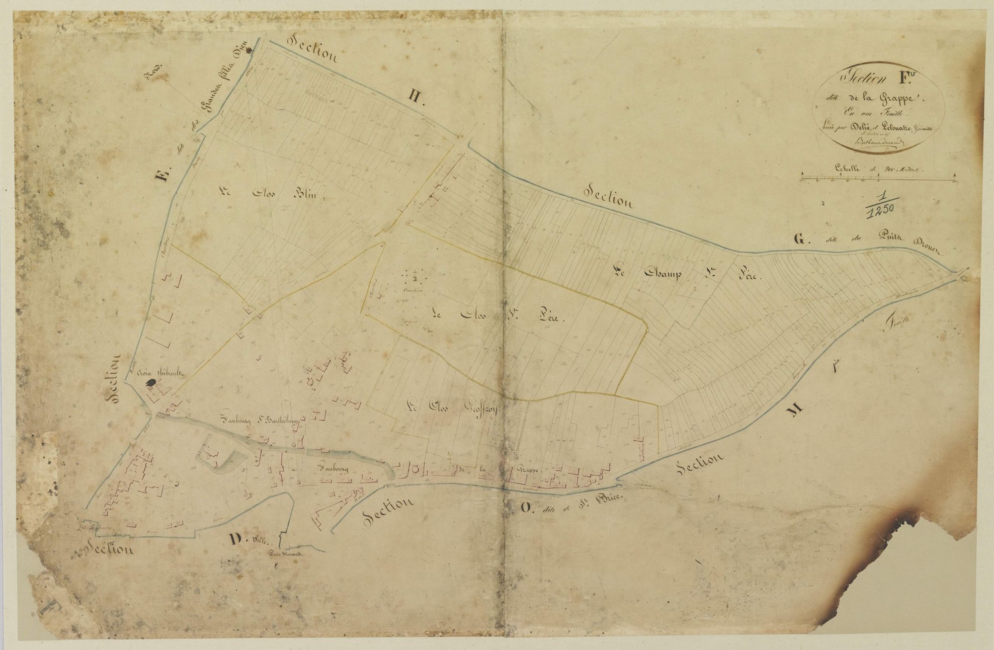 Section F, la Grappe, en une feuille / Levée par Delié et Lelouatre, Géomètre[s].
