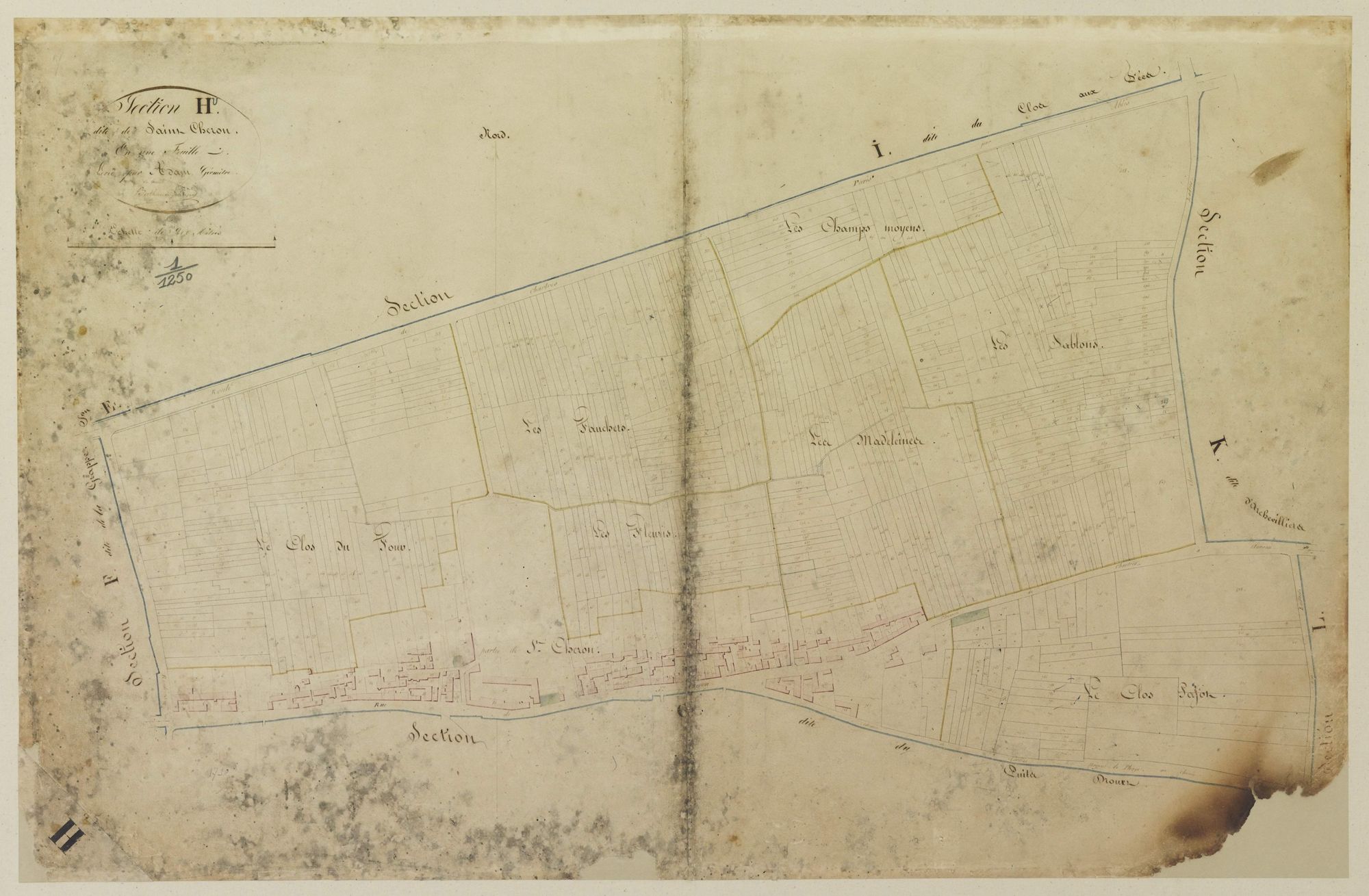 Section H, Saint-Chéron, en une feuille / Levée par Adam, Géomètre.