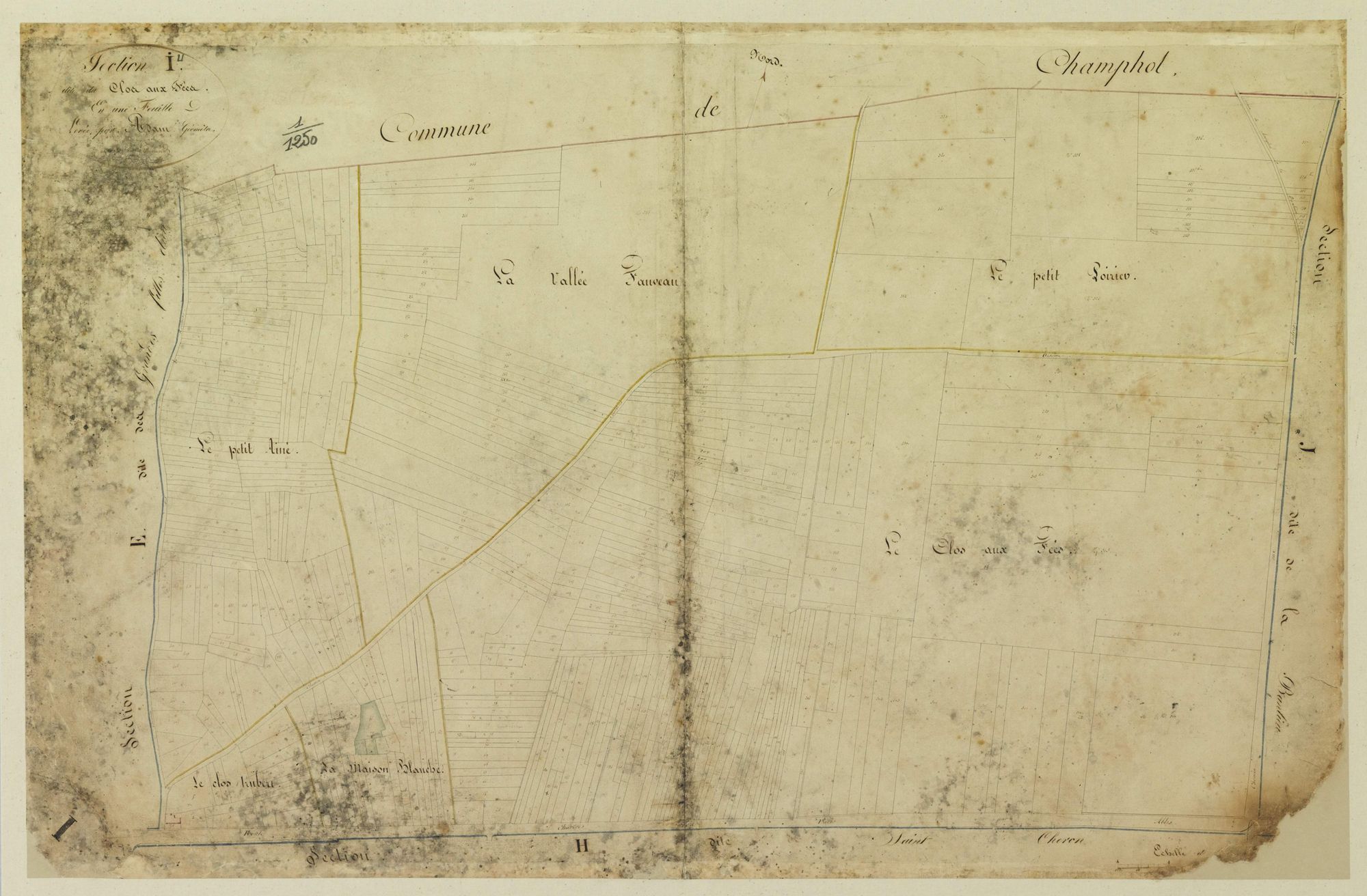 Section I, le Clos aux Fées, en une feuille / Levée par Adam, Géomètre.