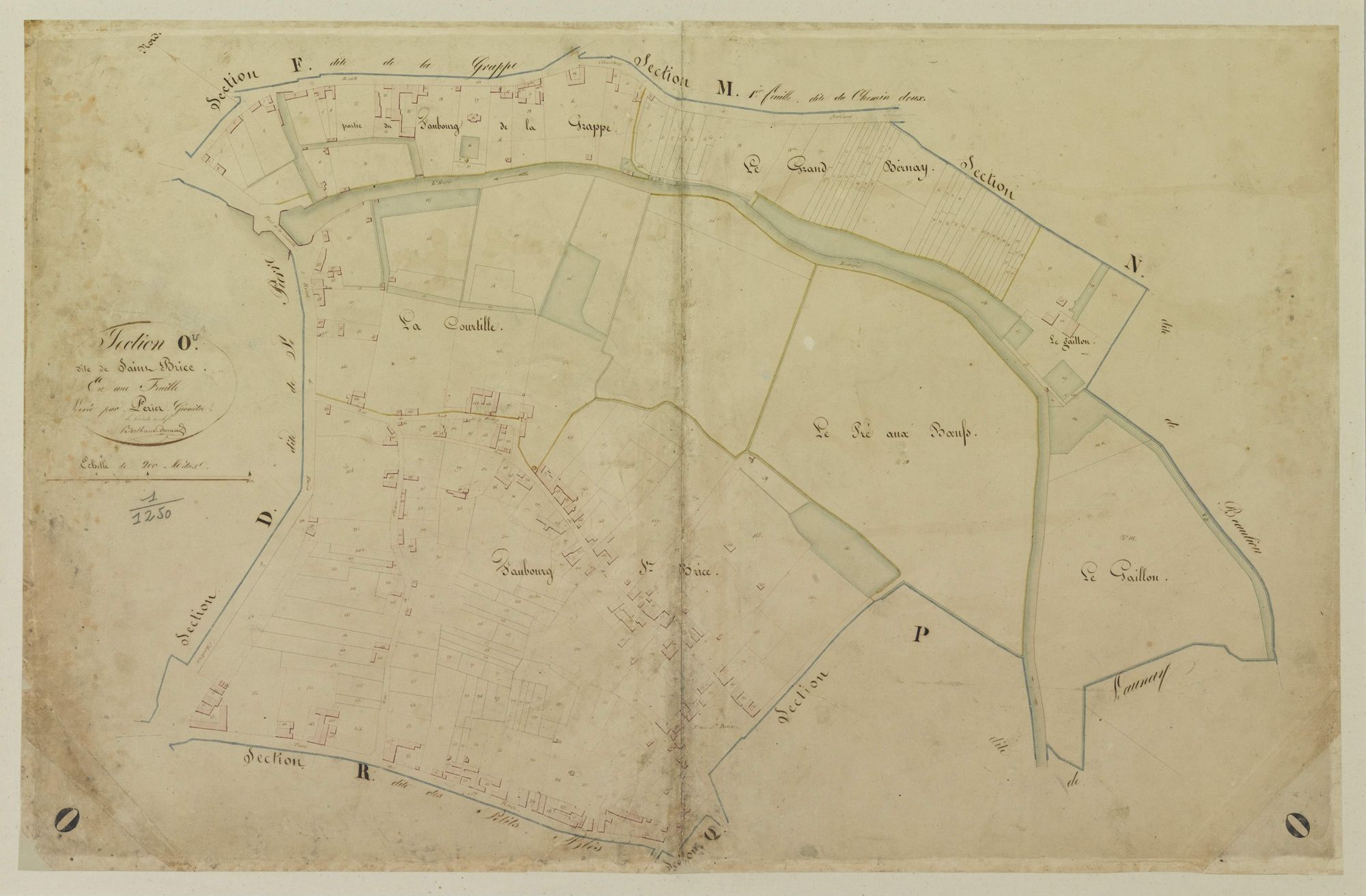 Section O, Saint-Brice, en une feuille / Levée par Périer, géomètre.