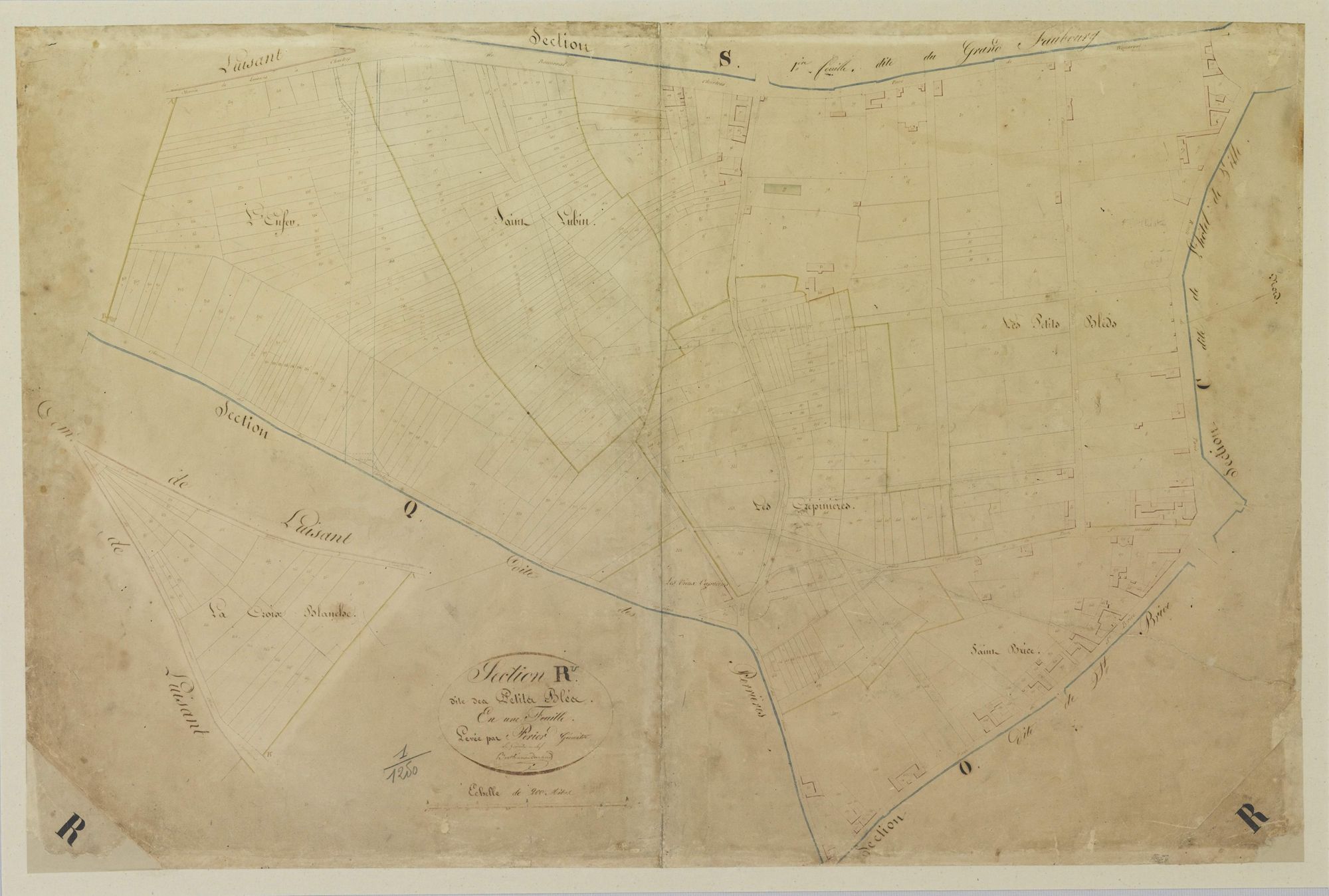 Section R, les Petits Blés, en une feuille / Levée par Périer, Géomètre.
