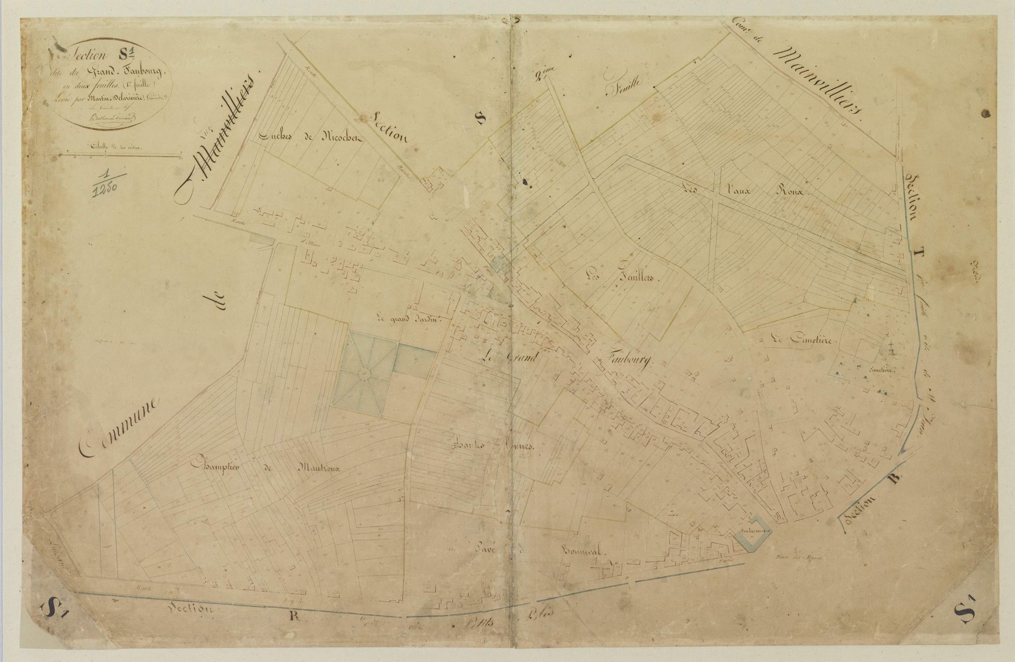 Section S, le Grand-Faubourg, feuille 1.