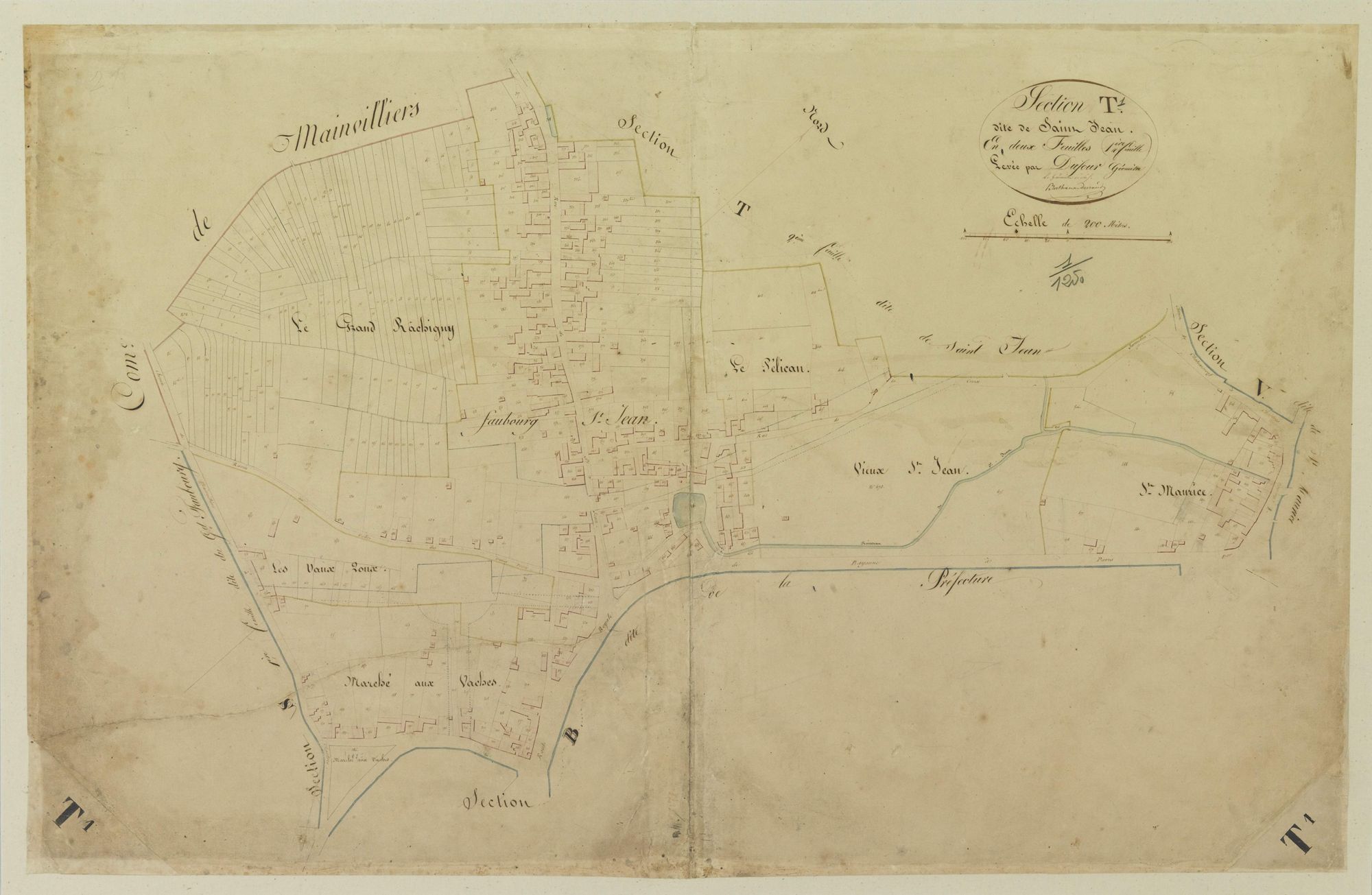 Section T, Saint-Jean, feuille 1 / Levée par Dufour, Géomètre.