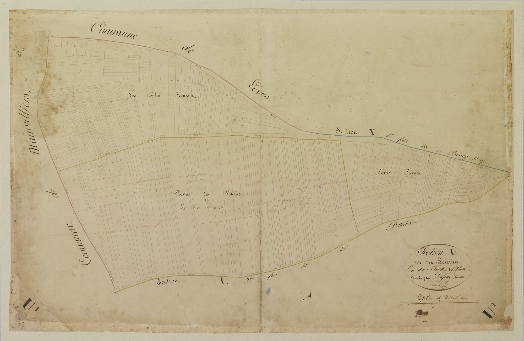 Section U, les Poteries, feuille 1 / Levée par Dufour, Géomètre.