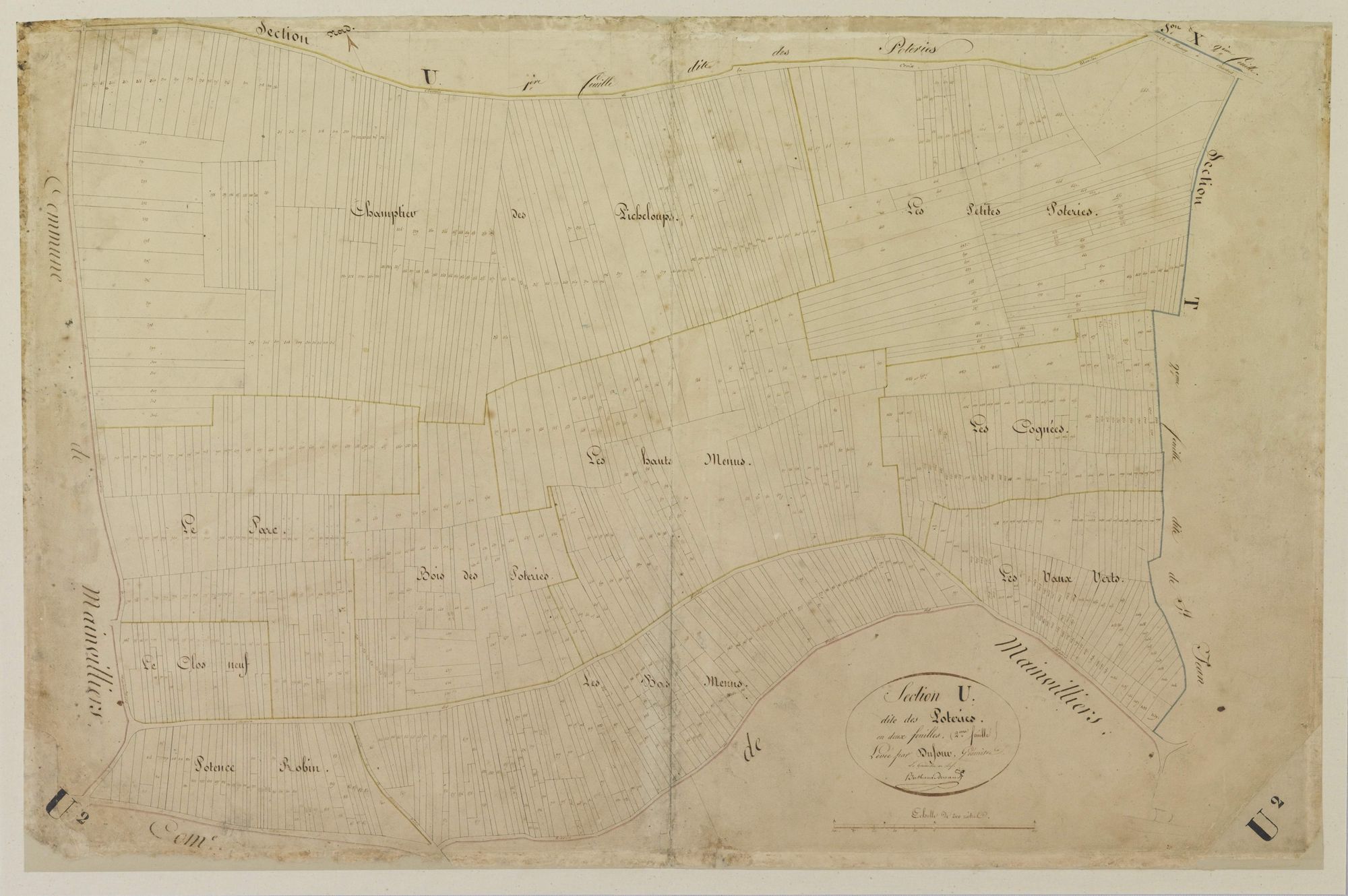 Section U, les Poteries, feuille 2 / Levée par Dufour, Géomètre.