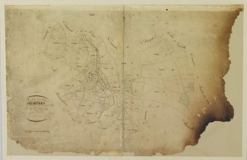 Tableau d'assemblage du plan cadastral parcellaire de la commune de Chartres, Canton de Chartres, Arrondissement de Chartres / Levé par Court aîné, Martin-Delarivière et Court puîné, Géomètres de 1ère classe.