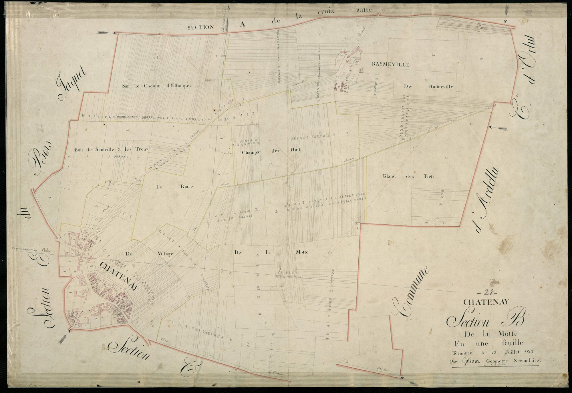 Section B, la Motte, en une feuille / Terminée par Monsieur Gallais, Géomètre secondaire.