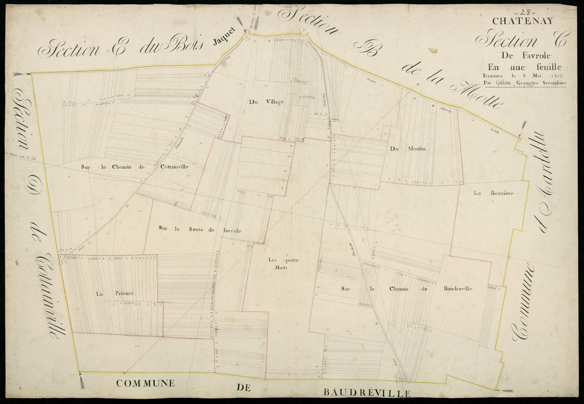 Section C, Faverole, en une feuille / Terminée par Monsieur Gallais, Géomètre secondaire.