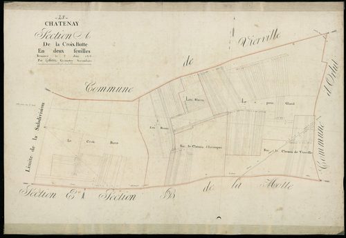 Section A, la Croix Butte, feuille 1 / Terminée par Monsieur Gallais, Géomètre secondaire.