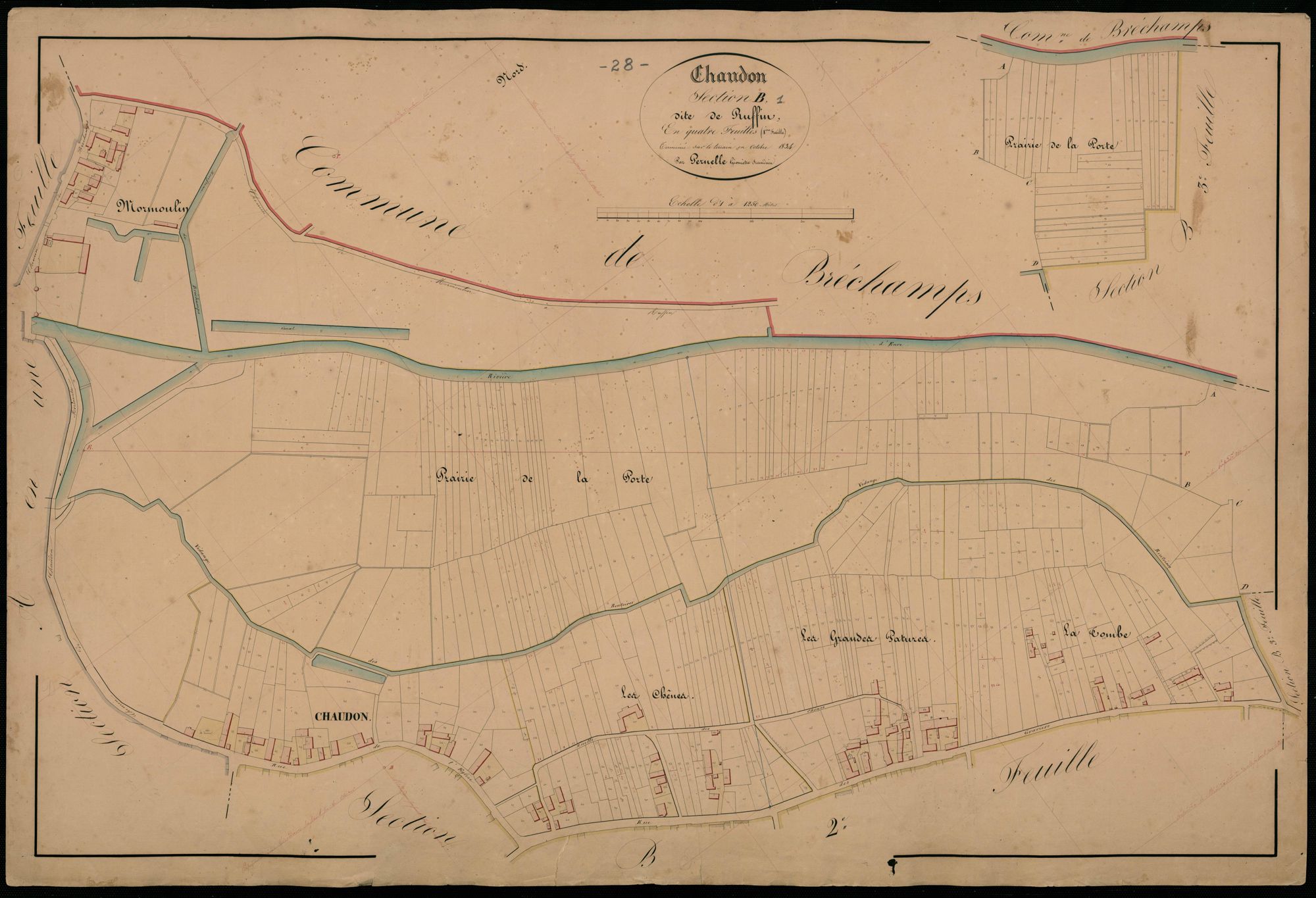 Section B, Ruffin, feuille 1 / Terminée sur le terrain par Monsieur Pernelle, Géomètre secondaire.