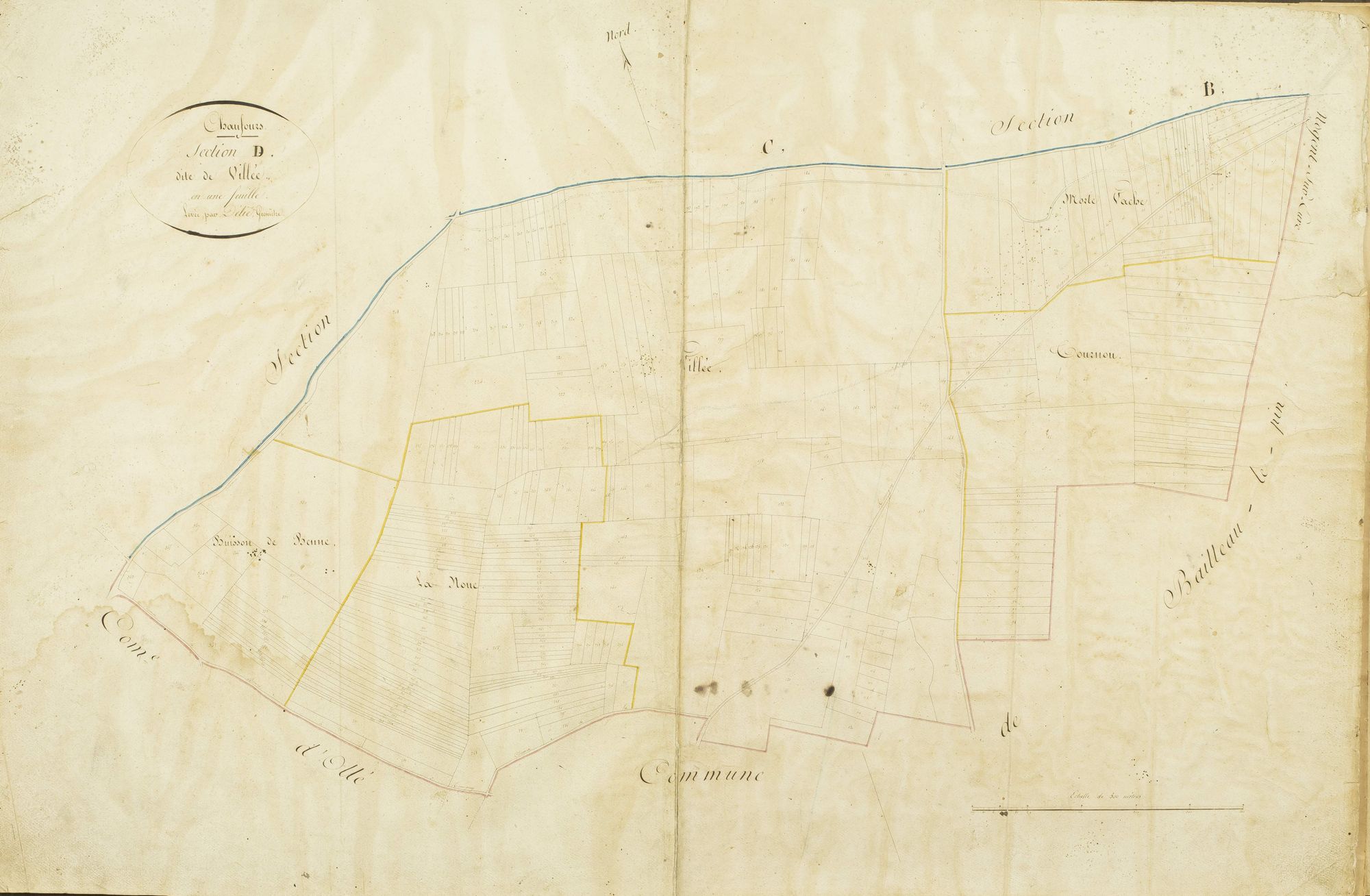 Section D, Villée, en une feuille / Levée par Delié, géomètre.