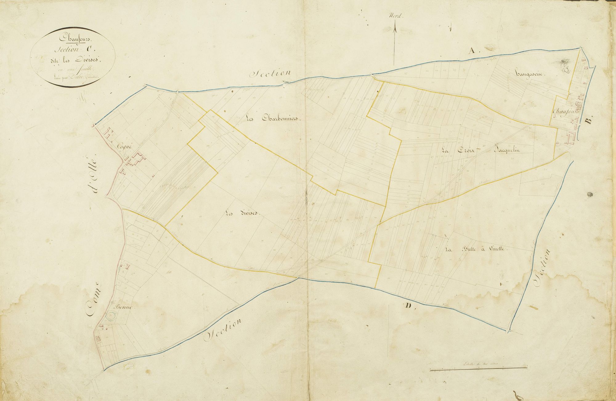 Section C, les Divises, en une feuille / Levée par Delié, géomètre.