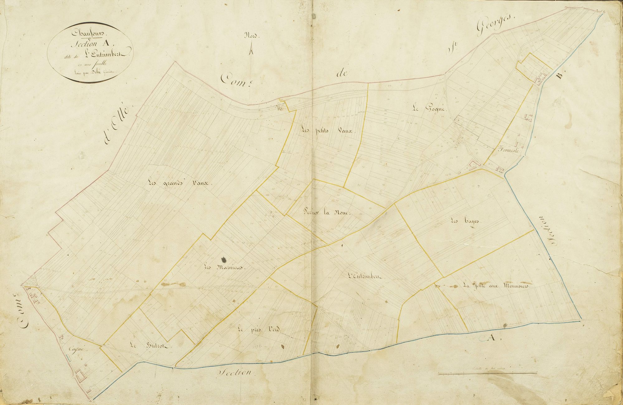 Section A, l'Entrimbert, en une feuille / Levée par Delié, géomètre.