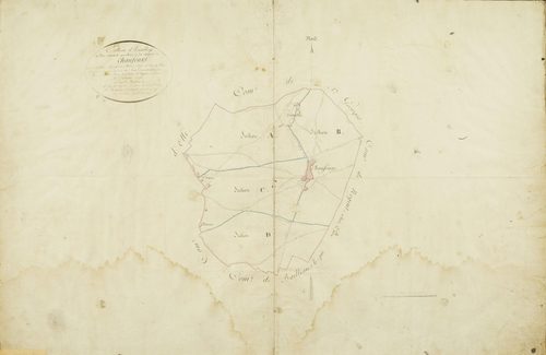 Tableau d'assemblage du plan parcellaire de la commune de Chauffours, Canton d'Illiers, Arrondissement de Chartres / Terminé sur le terrain le 10 mars 1826 (...) par Delié, géomètre du cadastre.