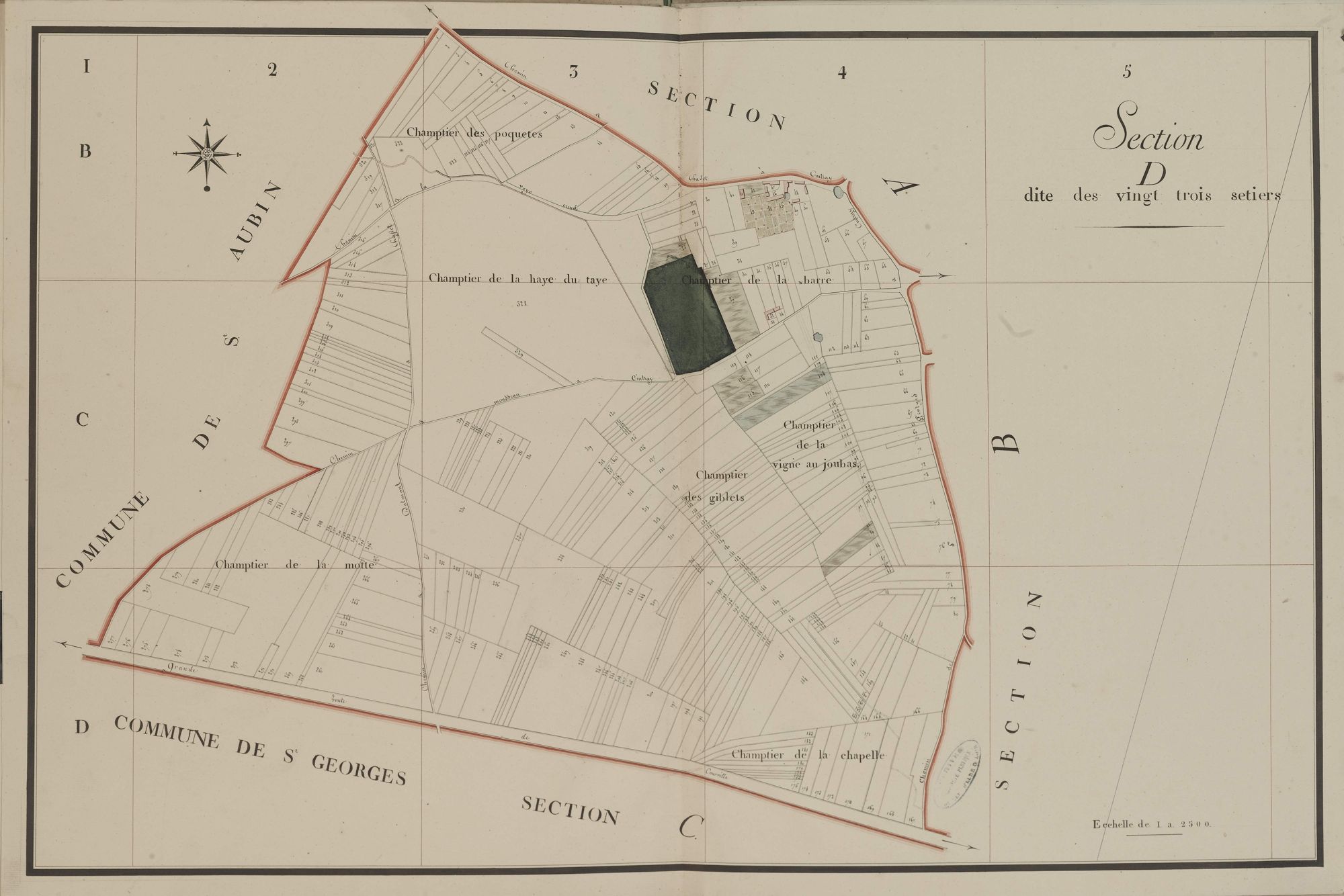 Section D, les Vingt Trois Setiers, en une feuille.