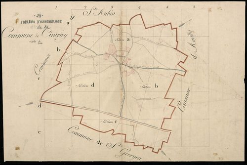 Tableau d'assemblage du plan cadastral parcellaire de la commune de Cintray, Canton de Chartres-Nord, Arrondissement de Chartres.